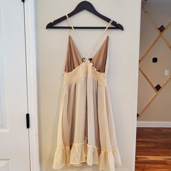 Wet Seal Boho Dress Ruffle Tiered Sleeveless Cream babydoll dress Medium - Picture 3 of 13